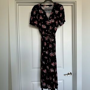 LOFT Navy Floral Midi Dress - size 10